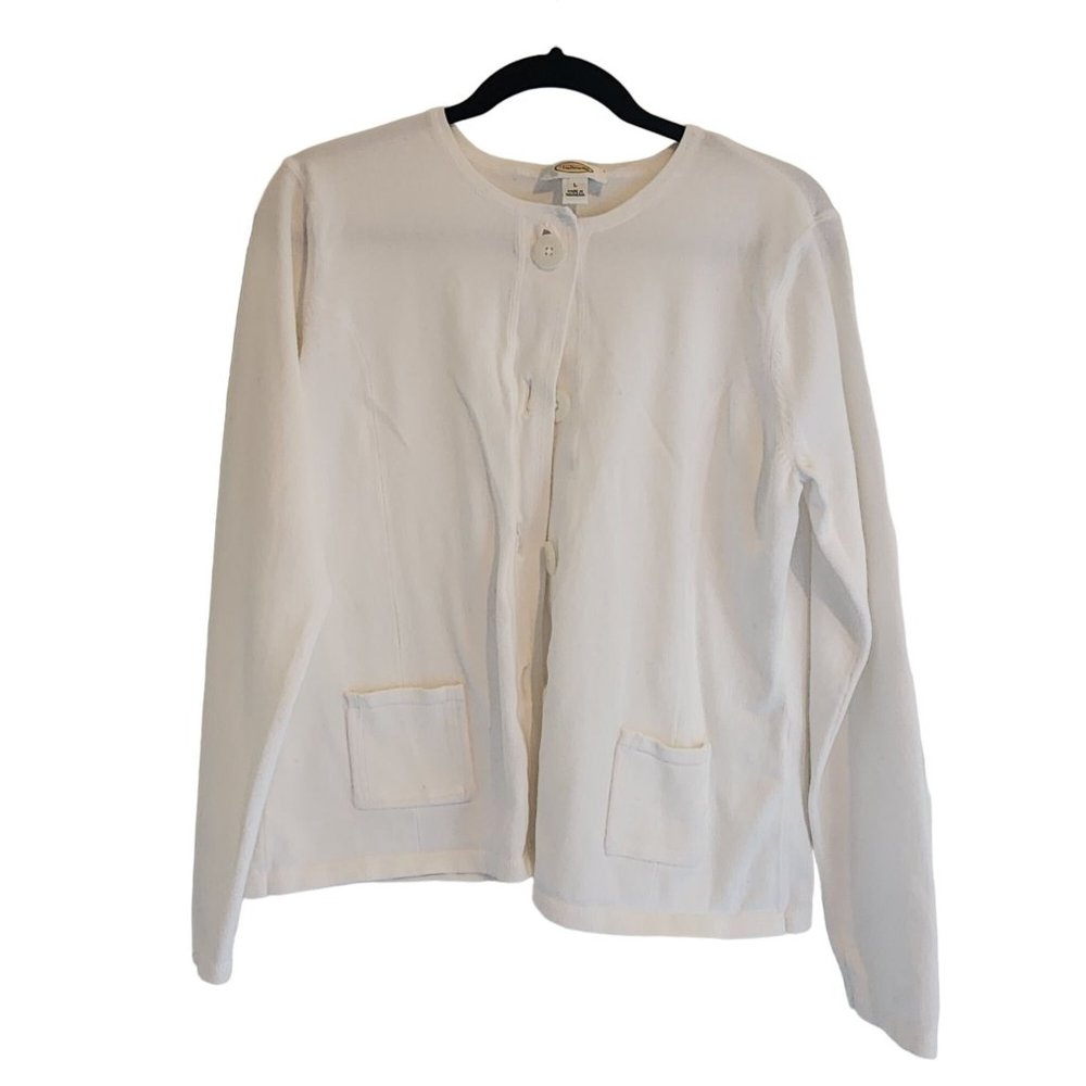 Talbots White Button up cardigan Womens size L